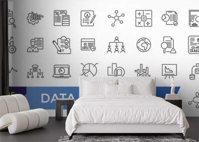 Data analytics icon set. Technology related icon collection. Editable stroke illustration. Vector ui and web icon. Wall mural