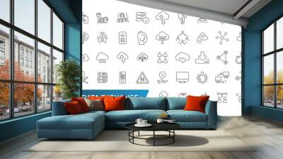 Data exchange line icons. Outline web and ui icon collection. Editable stroke. Vector illustration Wall mural