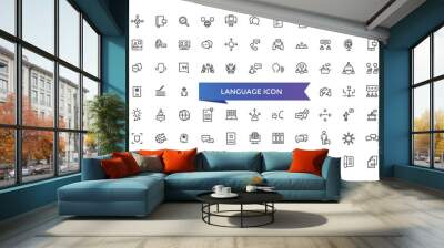 Language icon collection. Related to communication, translate, speech, non-verbal, writing, speaking, dictionary, text, language skills and vocabulary icons . Wall mural