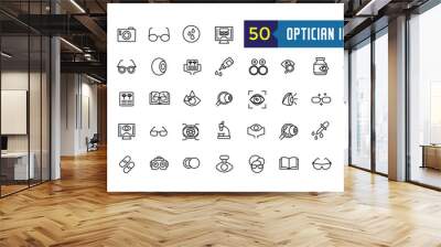 Optician icons set. Outline set of optician vector icons for ui design. Outline icon collection. Editable stroke. Wall mural