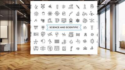 Science and scientific activity icon set. minimal line web icon set. Outline icons pack. Icon collection. Editable vector icon and illustration. Wall mural