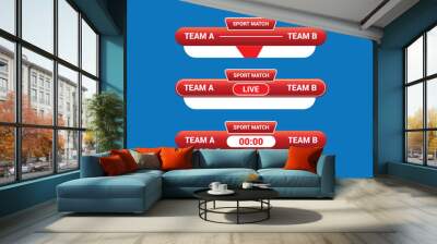 Sport Lower Thirds Template for Scoreboard Broadcast. Set lower thirds for banner Bars. Wall mural