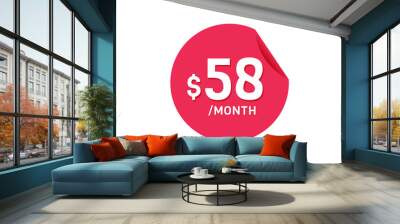 $58 Dollar Month. 58 USD Monthly sticker Wall mural