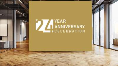 24 years anniversary celebration logotype on gold Background Wall mural