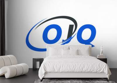 OJQ letter creative modern elegant swoosh logo design Wall mural