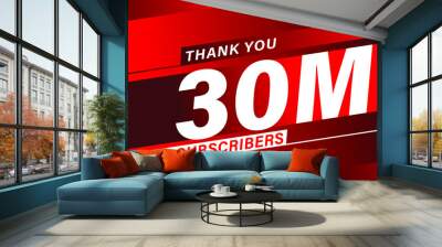 Thank you 30 million subscribers, modern banner design vectors Wall mural