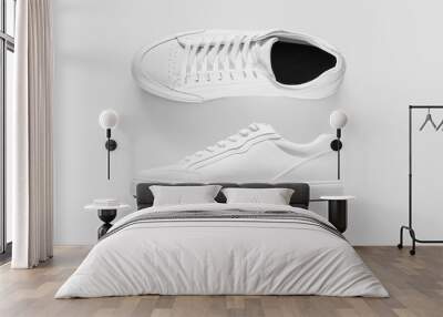 Mockup of the side and top of white generic sneakers Wall mural