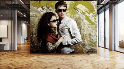 Fashionable young couple Wall mural