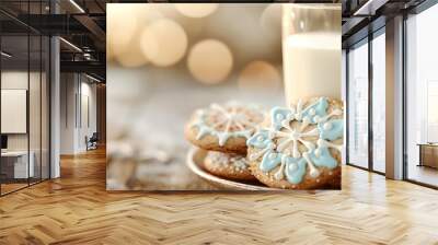 Delightful 3D Rendering of a Plate of Festively Decorated Cookies Being Displayed on a Table in a Bright and Airy Room Wall mural