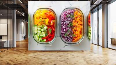 Highresolution image of a meal prep session with a variety of farmgrown vegetables, Diet, Meal prep Wall mural