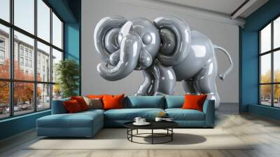 A balloon elephant in grey isolated on a transparent background. Wall mural