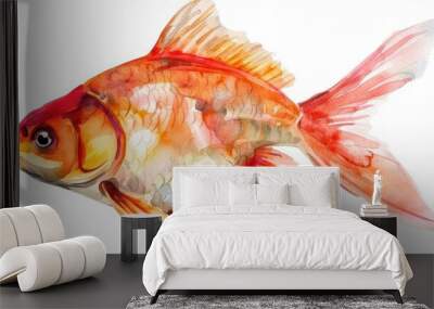 A watercolor fish swimming isolated on a transparent background. Wall mural