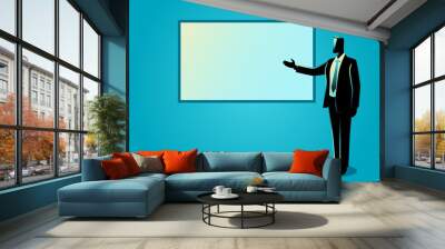 Businessman giving a presentation on white board Wall mural