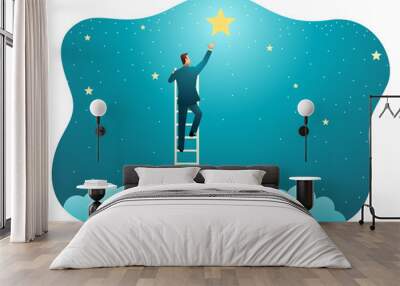 Businessman reach out for the stars Wall mural