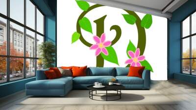 plants font type, letter d Wall mural