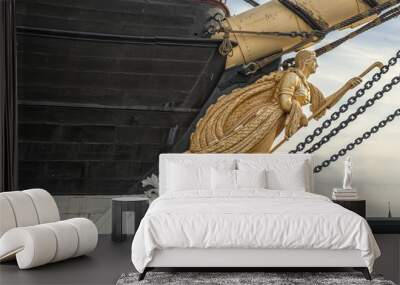 figurehead of the vintage sailing ship Jutland Wall mural