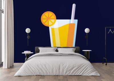 orange juice in glass fast food icon flat illustration Wall mural