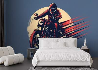 Vintage flat motorcycle logo.  made with generative Ai
 Wall mural