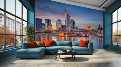 Frankfurt am Main, Germany. Cityscape image of Frankfurt am Main skyline during beautiful sunset. Wall mural