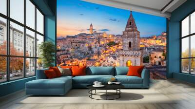 Matera, Italy. Cityscape image of medieval city of Matera, Italy during beautiful sunrise. Wall mural