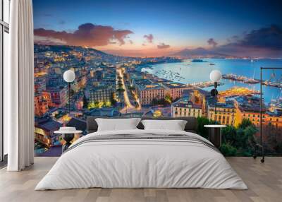 Naples, Italy. Aerial cityscape image of Naples, Campania, Italy during sunrise. Wall mural