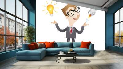 businessman, light bulb idea, rocket, business startup Wall mural