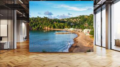 Anse la Raye, beautiful sand beach in Saint Lucia, Caribbean Islands Wall mural