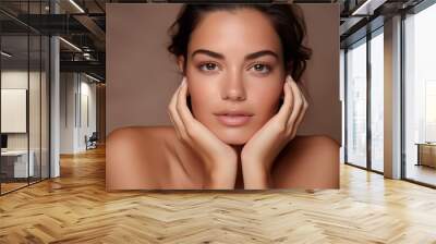 Portrait of beautiful young woman with clean fresh skin.beauty and spa concept Wall mural