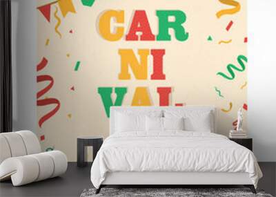 Carnival poster or banner. Party and event, entertainment. Symbol of traditional Brazilian holiday and festival. Graphic element for website. Room decoration metaphor. Cartoon flat vector illustration Wall mural