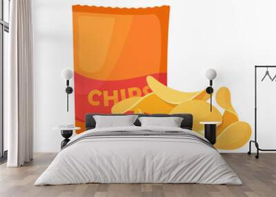 potato chips concept. large package with fried crispy vegetable slices for snacks. fast or harmful f Wall mural