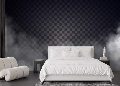 White fog or smoke on dark copy space background. Vector illustration Wall mural