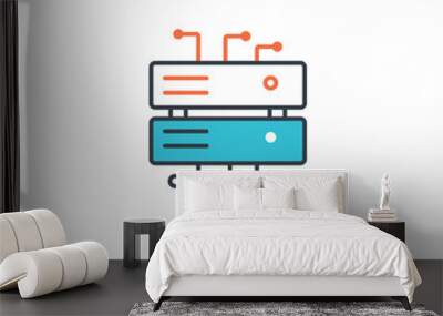 2 color database architecture concept line vector icon. isolated two colored database architecture outline icon with blue and red colors can be use for web, mobile. Stroke line eps 10. Wall mural