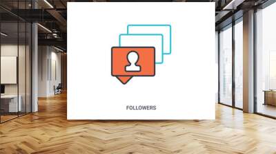 2 color Followers concept line vector icon. isolated two colored Followers outline icon with blue and red colors can be use for web, mobile. Stroke line eps 10. Wall mural