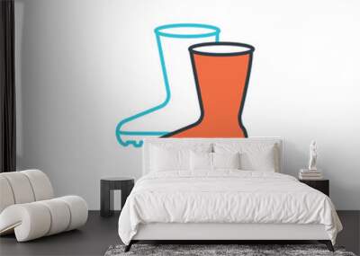 2 color Rubber Boots concept line vector icon. isolated two colored Rubber Boots outline icon with blue and red colors can be use for web, mobile. Stroke line eps 10. Wall mural