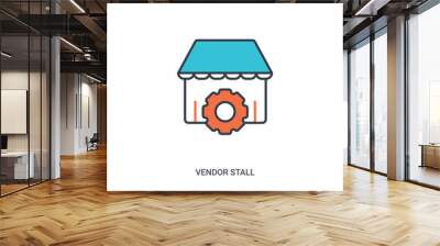 2 color vendor stall concept line vector icon. isolated two colored vendor stall outline icon with blue and red colors can be use for web, mobile. Stroke line eps 10. Wall mural