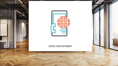 2 color voice over internet protocol concept line vector icon. isolated two colored voice over internet protocol outline icon with blue and red colors can be use for web, mobile. Stroke line eps 10. Wall mural