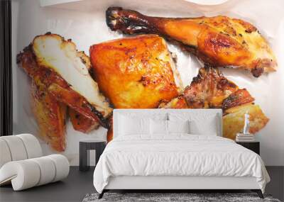 Grilled chicken in plate Wall mural