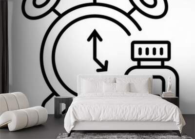 Medication time thin line icon. Pills and clock vector illustration isolated on white Wall mural