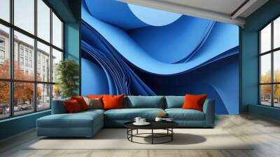 A blue wave made of paper Wall mural