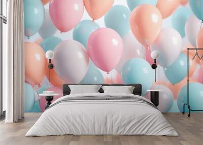 A bunch of colorful balloons in the air Wall mural