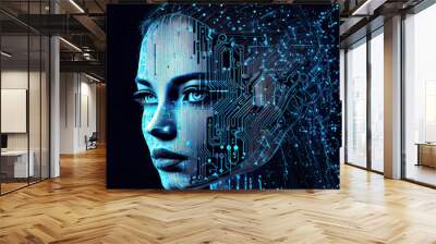 Background of big data and artificial intelligence Wall mural