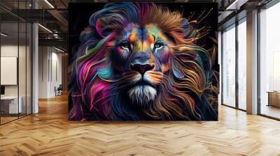 Colorful lion to print on t-shirt Wall mural