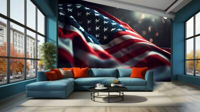 united states of america Flag, usa flag, bokeh background Wall mural