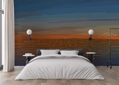 Sunset background with river for any promotional design background brochure cover Wall mural