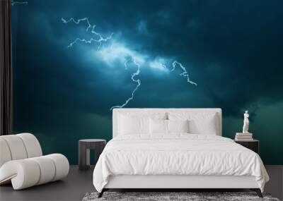 Dark cloud storm with thunder before raining Wall mural