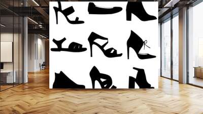 Isolated women shoes vector set on white background - Eps10 Vector graphics and illustration Wall mural