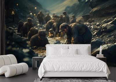 Cinematic Portrait: 1940s Gold Miners Captured in Timeless Elegance, Labours Wall mural