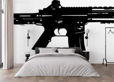 Automatic rifle Firearm weapon Isolated set vector silhouette. Wall mural