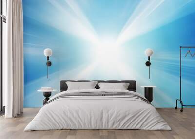 Abstract glowing blue lines in perspective. Wall mural