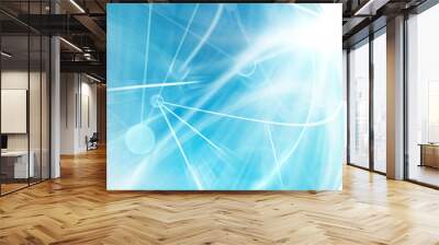 Abstract glowing blue lines in perspective. Wall mural